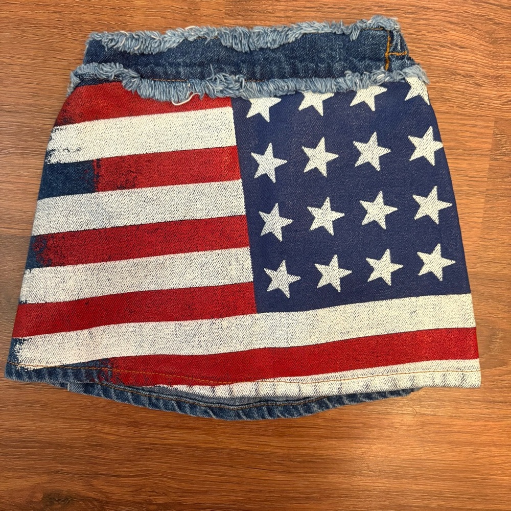 The Children's Place Vintage Denim Skirt with Flag Design 6-9 months